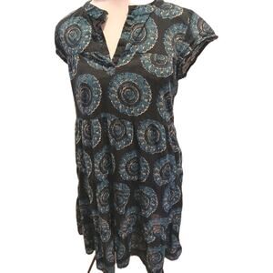 Roller Rabbit Hampton? Tiered V Neck Dress Blue Floral size Medium